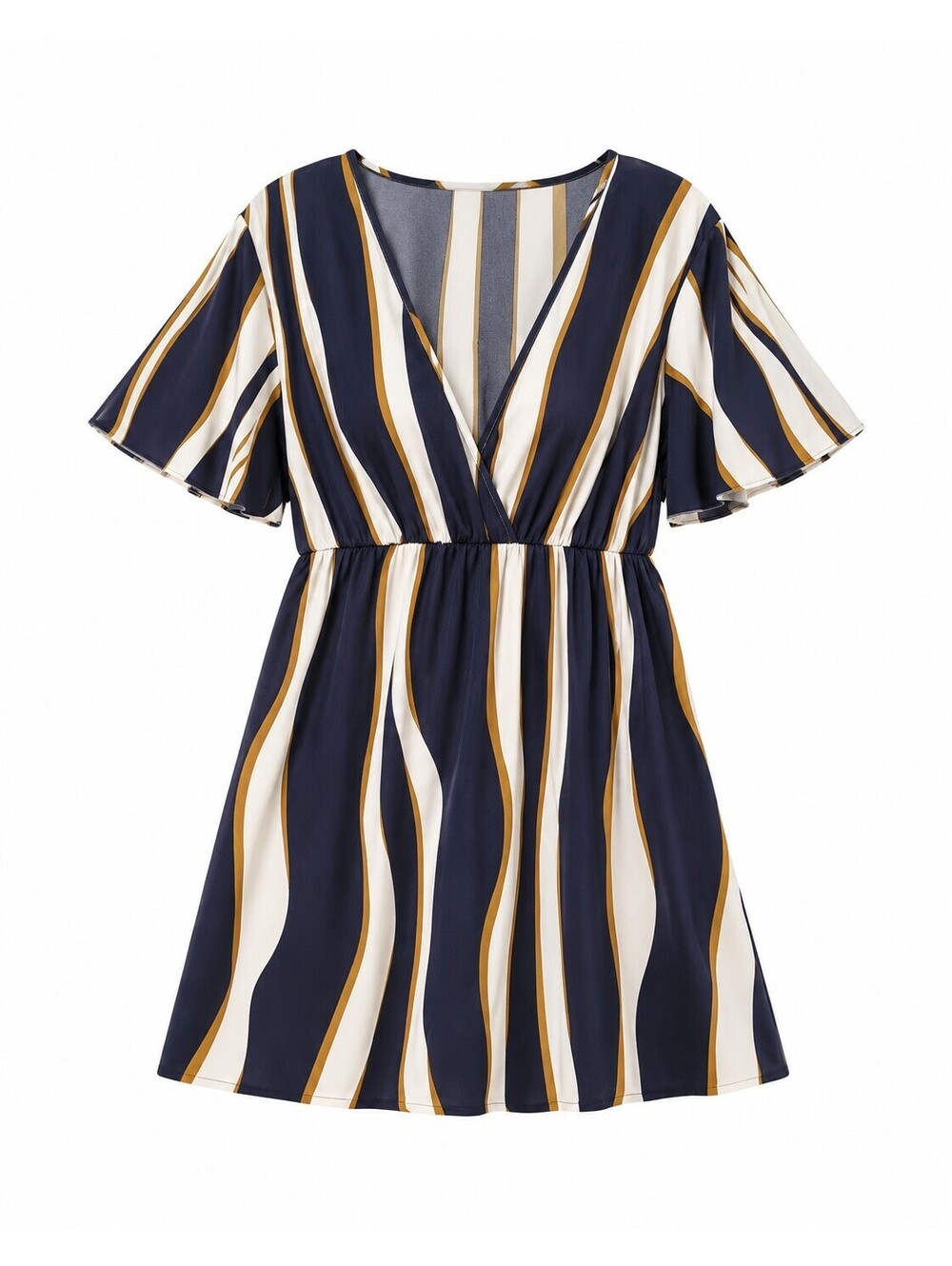SHEIN Plus Size 2X Deep V Neck Striped Flowy Dress with Elastic Waist